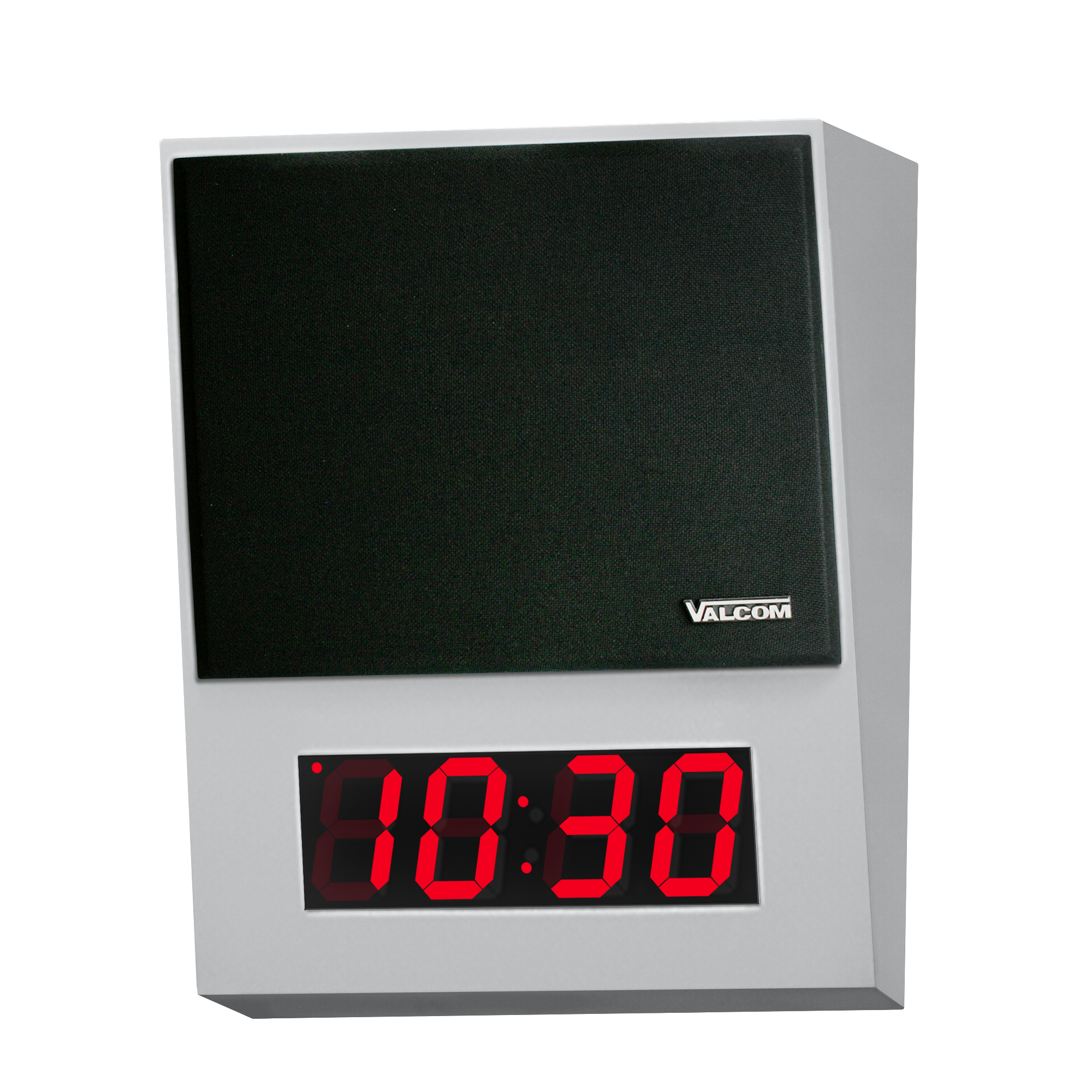 VIP-411A-DS-IC IP Digital Clock/Speaker, 4-Digits, Angled Surface Mount, One-Way, Gray, InformaCast™
