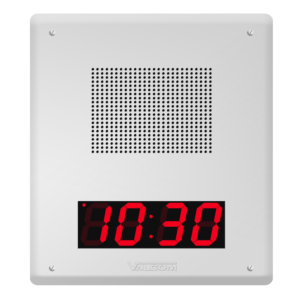 VIP-429A-D IP Clock/Speaker, 4-Digits Digital Clock, One-Way/Talkback Programmable, White