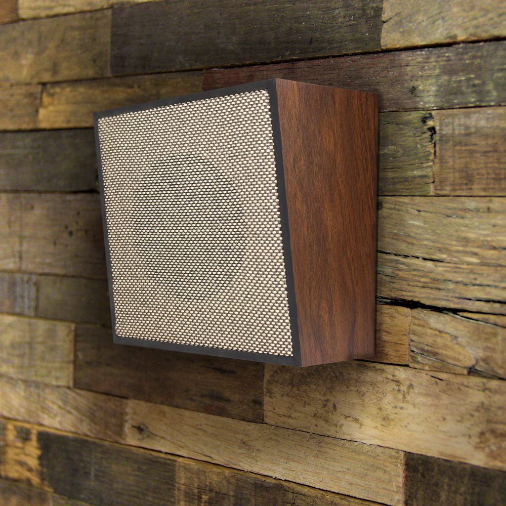 V-1022C Woodgrain Wall Speaker, Angled, One-Way, with Light Open-Weave Grille