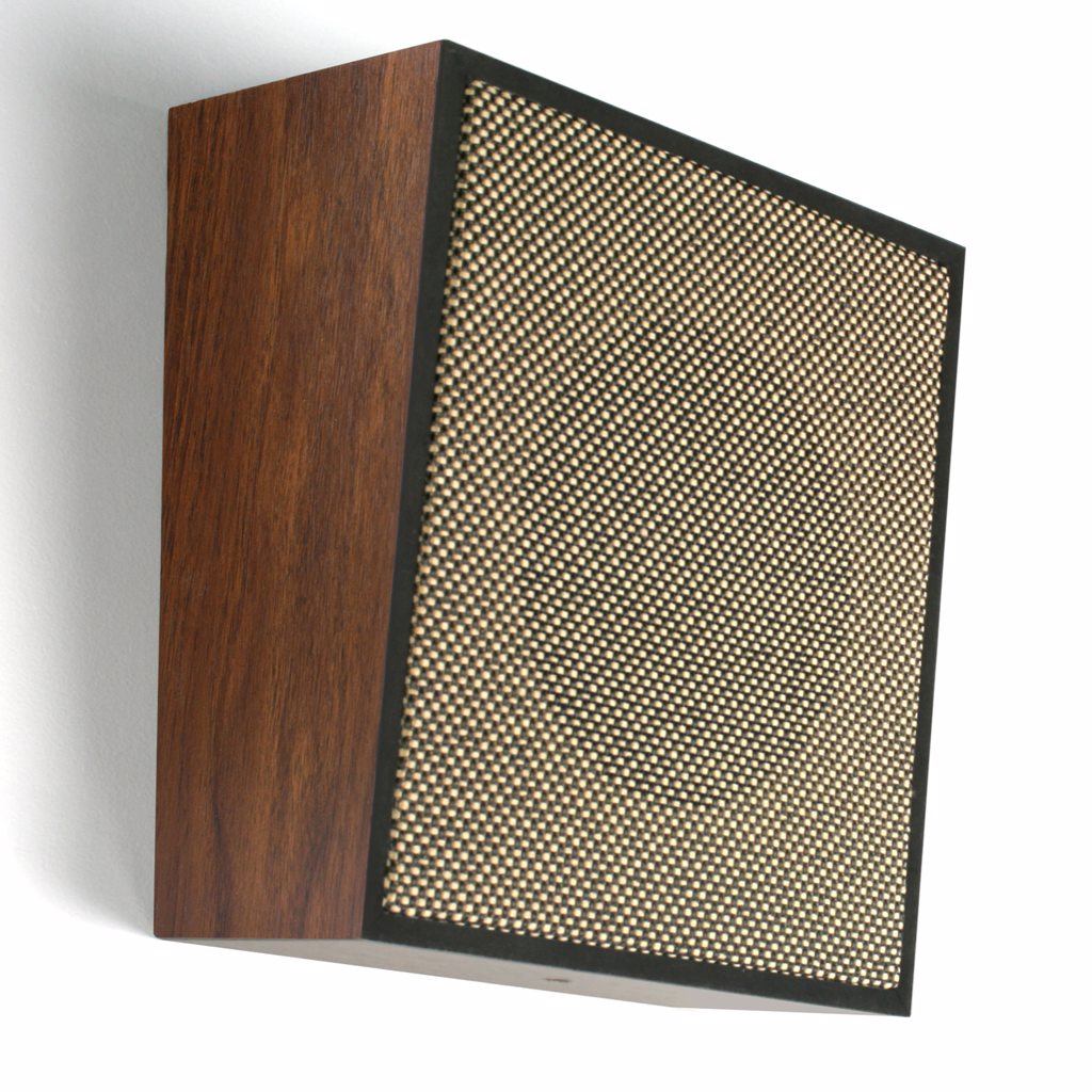 V-1222 Woodgrain Wall Speaker, Angled, Dual-Input One-Way, with Light Open-Weave Grille