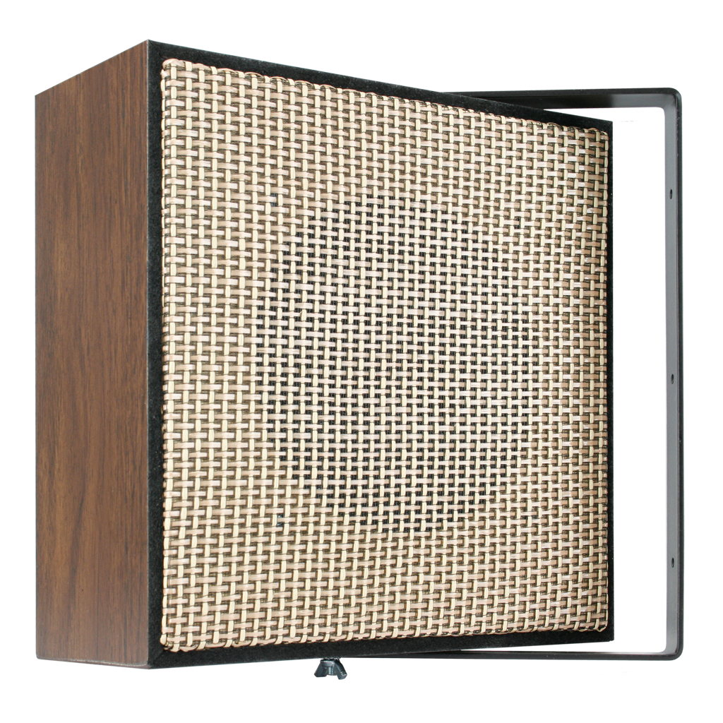 V-1026C Woodgrain Wall Speaker, Angled, One-Way, with Dark Cloth Grille