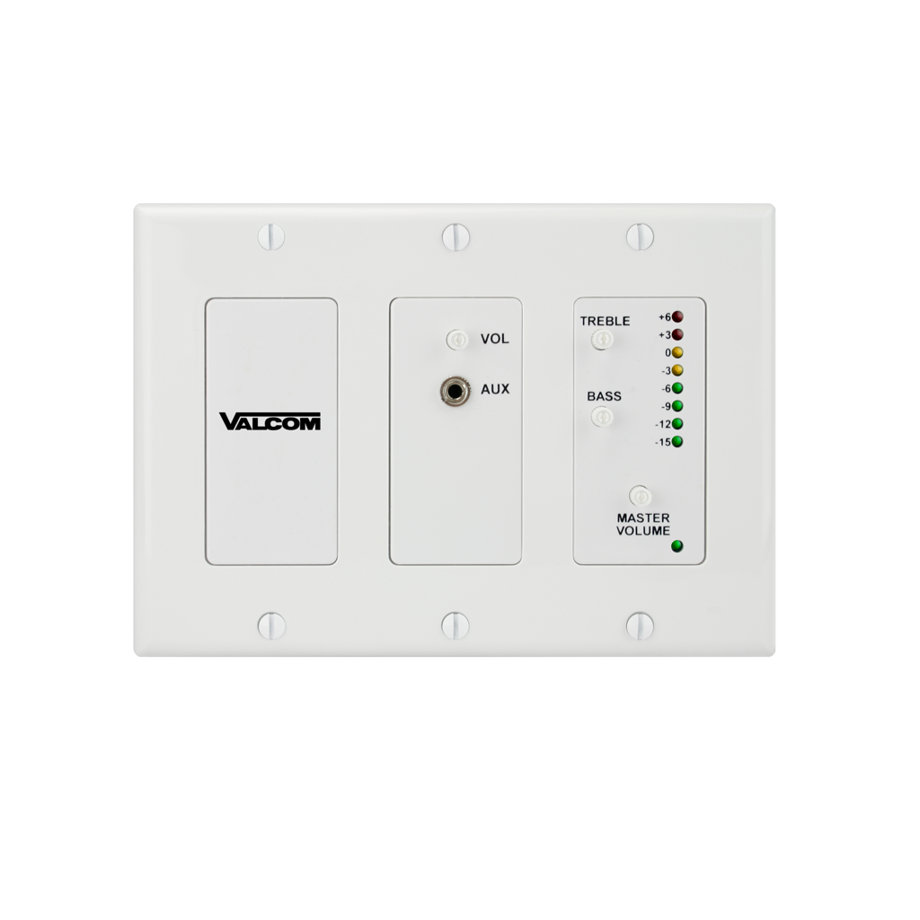 V-9983-W In-Wall Audio Mixer, 2-Channel, White