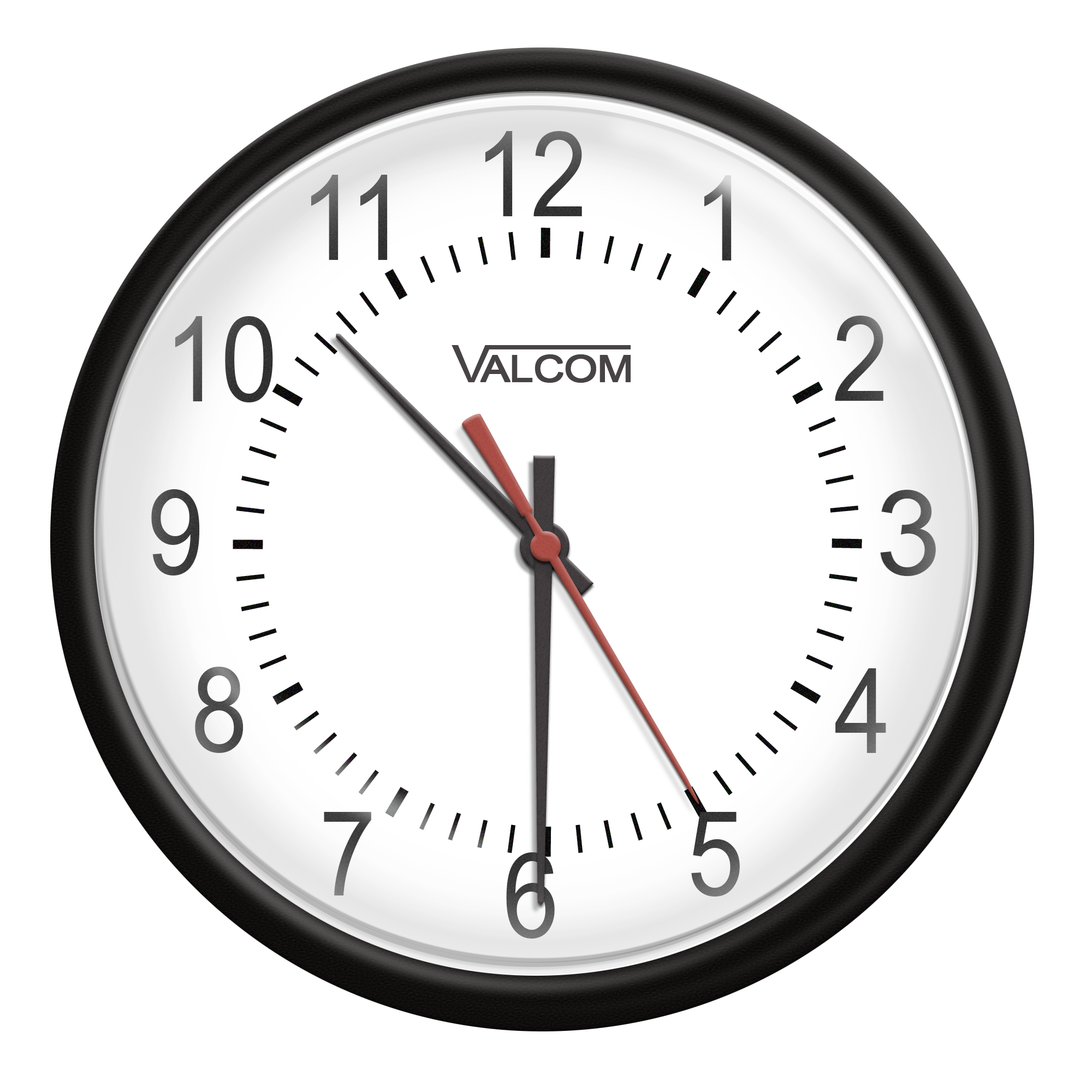 V-A11016B Round Analog Clock, 16-Inch, Wired, 110VAC, Black