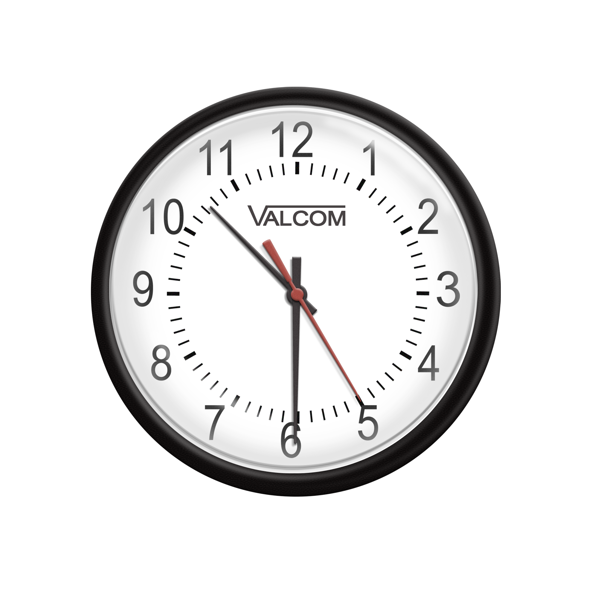 V-A2412B Round Analog Clock, 12-Inch, Wired, 24VDC, Black