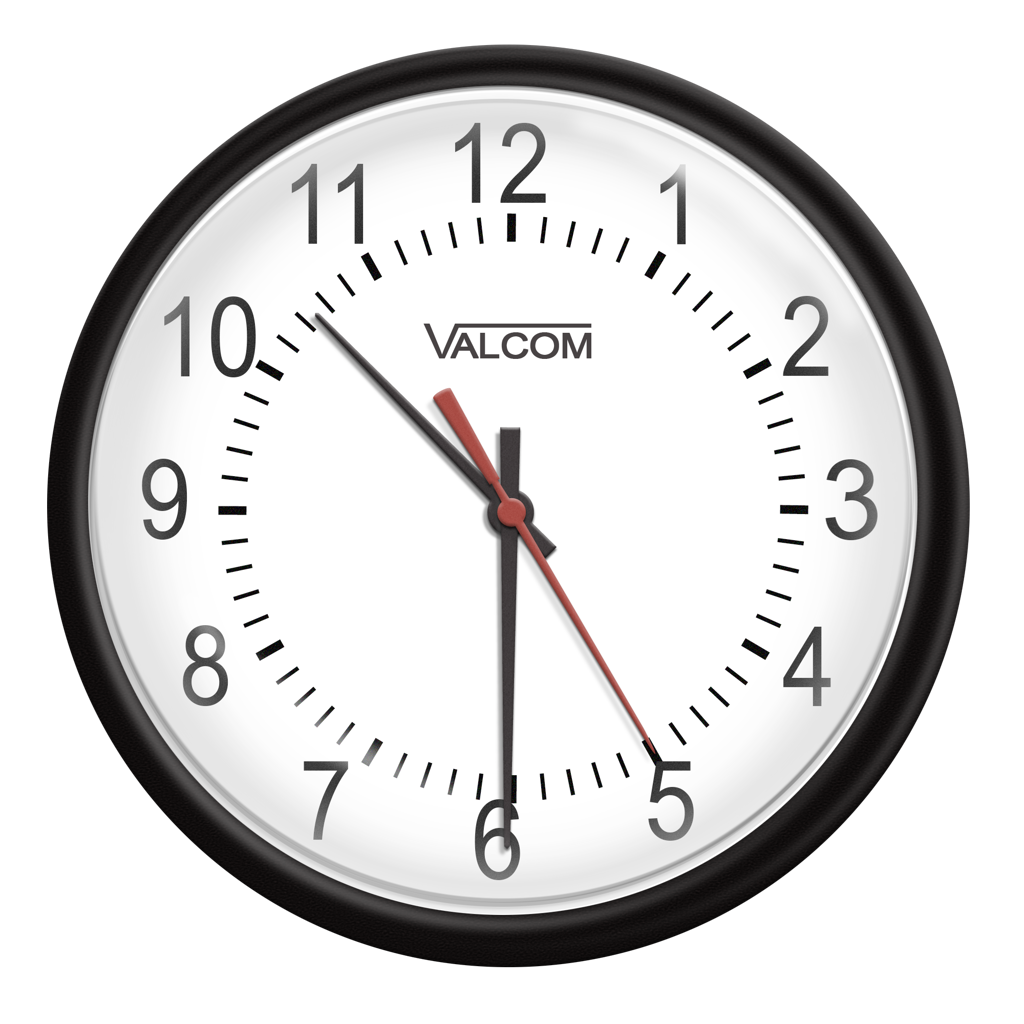V-A2416B Round Analog Clock, 16-Inch, Wired, 24VDC, Black