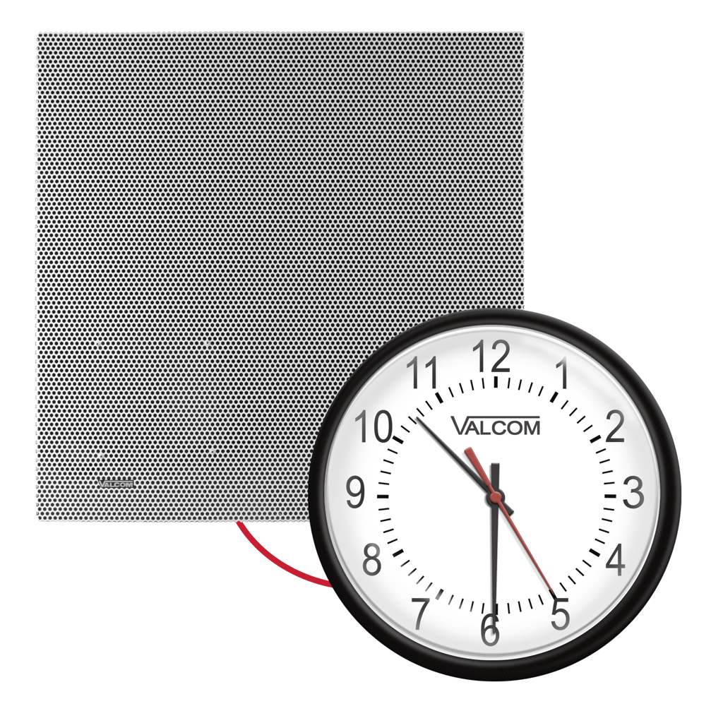 VIP-4122-A12-IC IP Lay-In 2' x 2' Ceiling Speaker + 12-Inch Analog Clock Kit, Includes 50 Foot Cable, InformaCast™