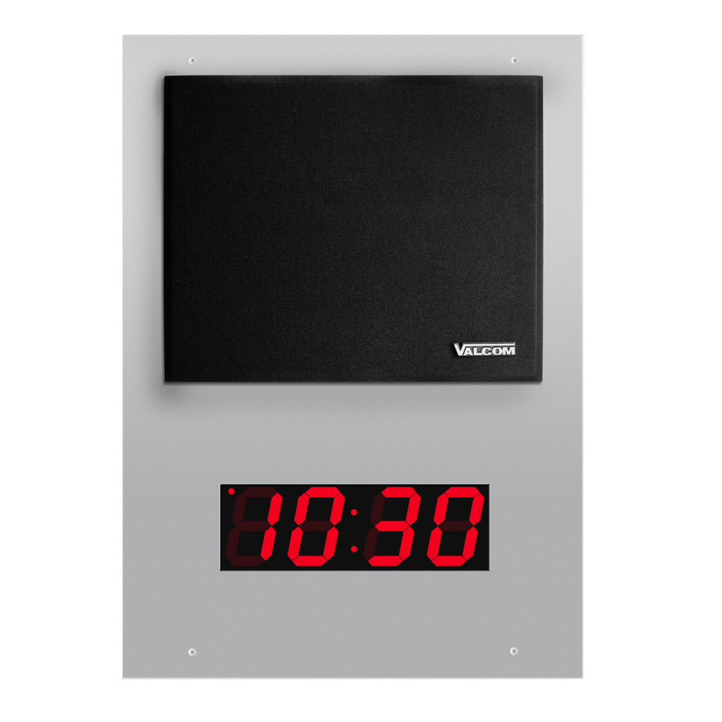 VIP-432A-DF IP Digital Clock/Speaker, 4-Digit, One-Way/Talkback, Programmable, Gray  