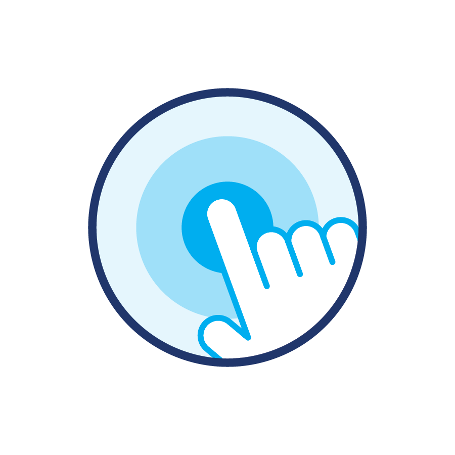 Valcom custom icon with finger pushing a button for Valcom's panic button